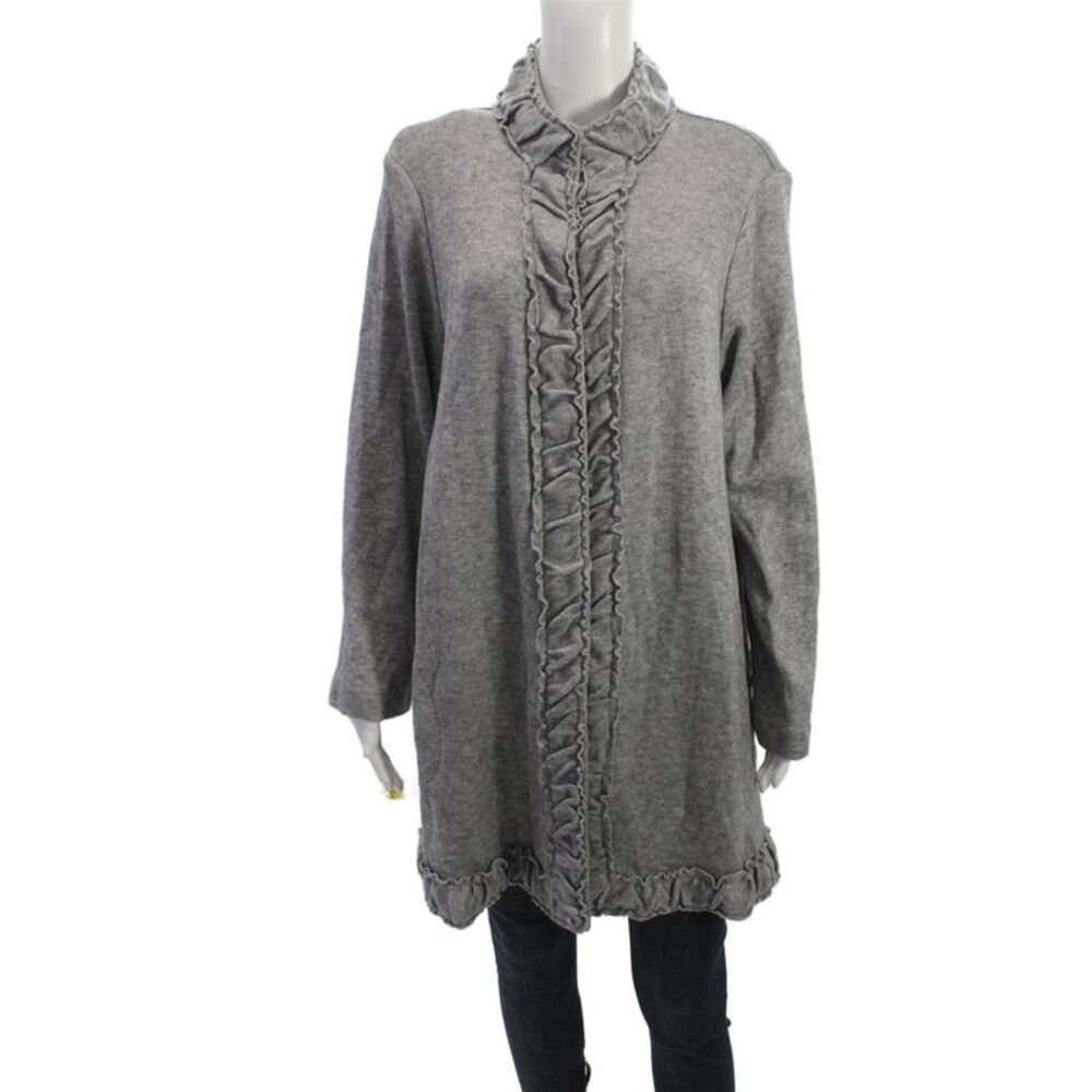 Pure Essence Women Coatigan Gray Mock Neck Long Sleeve Classic Size 2XL